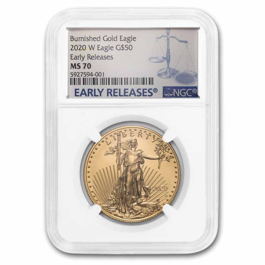 2020-W 1 oz Burnished Gold Eagle MS-70 NGC (First Releases)