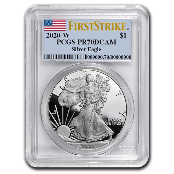 2020-W Proof $1 American Silver Eagle PCGS PR69DCAM First Strike Flag Label 