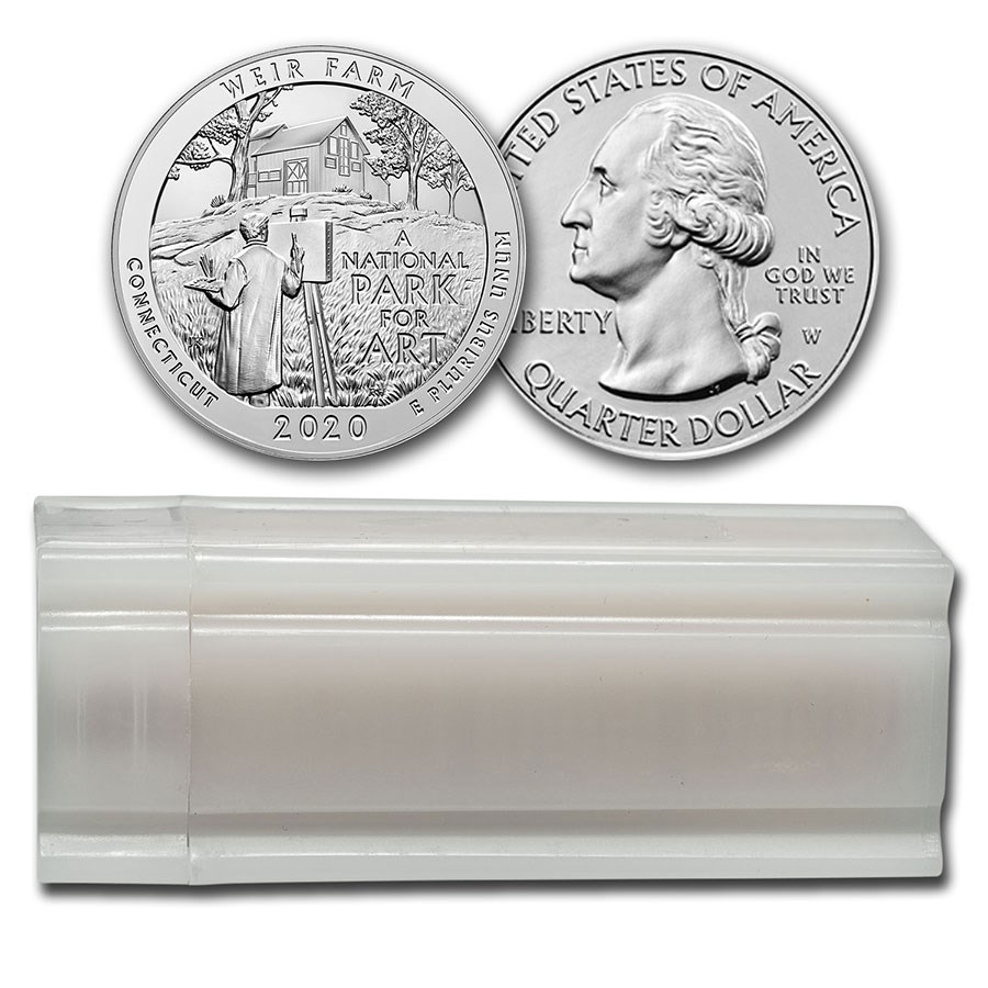 2020-W ATB Quarter American Weir Farm 40-Coin BU Roll