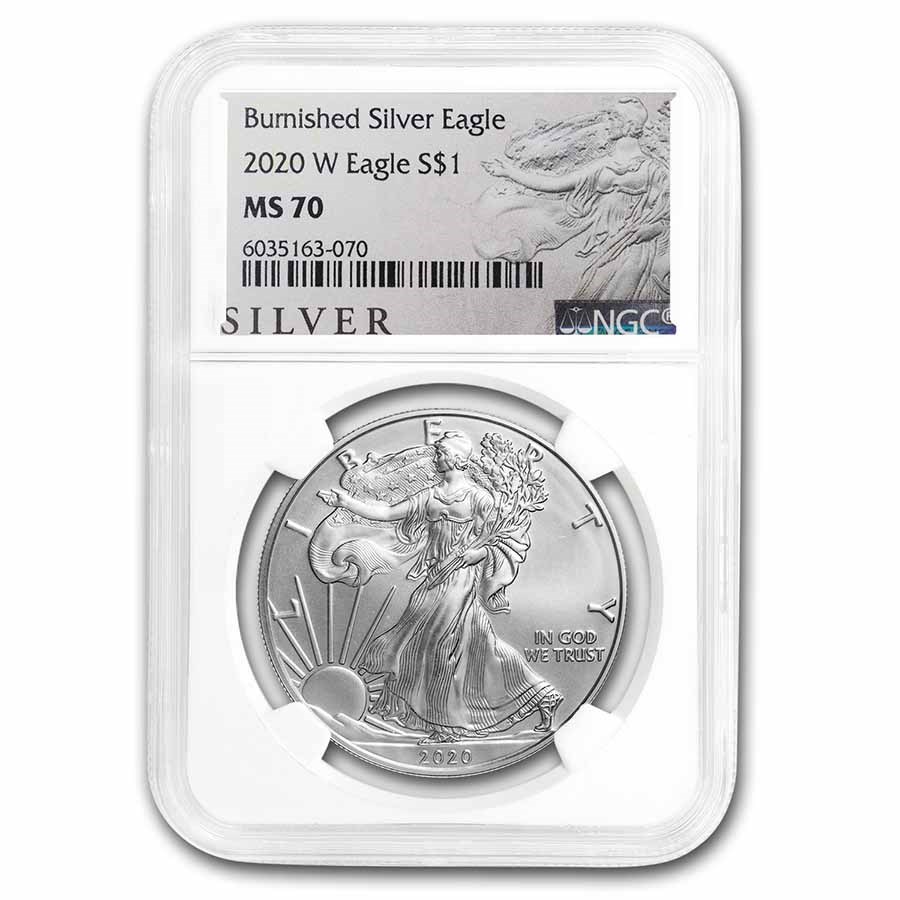 Buy 2025 W Burnished Silver Eagle MS70 NGC APMEX
