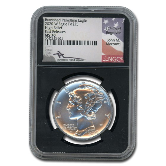 2020-W Burnished Palladium Eagle MS-70 NGC (FR, Mercanti) 2020-W Burnished Palladium Eagle MS-70 NGC (FR, Mercanti)