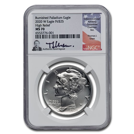 2020-W Burnished Palladium Eagle MS-70 NGC (Uram Signed) 2020-W Burnished Palladium Eagle MS-70 NGC (Uram Signed)