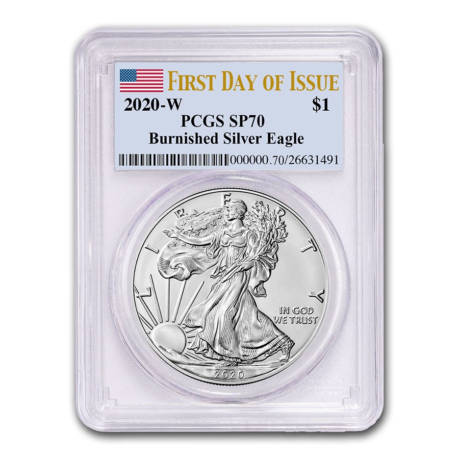 2020-W Burnished Silver Eagle SP-70 PCGS (First Day of Issue)