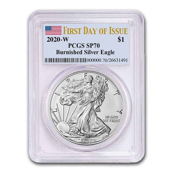 2020-W Burnished Silver Eagle SP-70 PCGS (First Day of Issue) 2020-W Burnished Silver Eagle SP-70 PCGS (First Day of Issue)