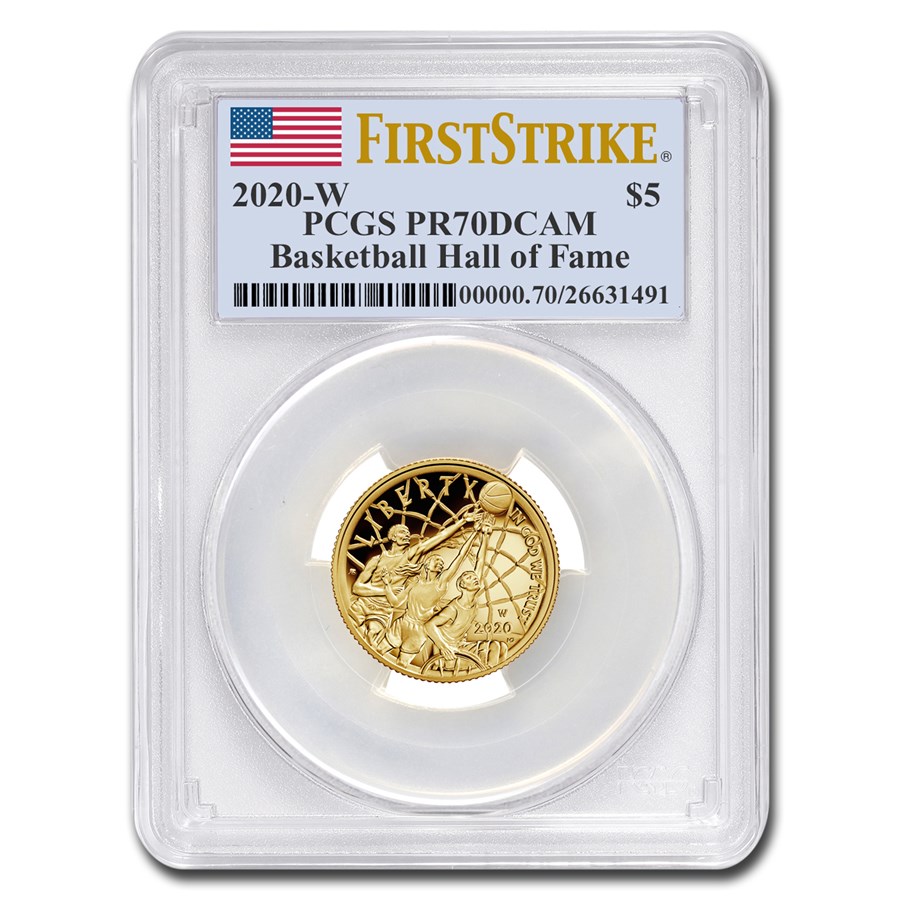 2020-W Gold $5 Basketball Hall of Fame PR-70 PCGS (FS)
