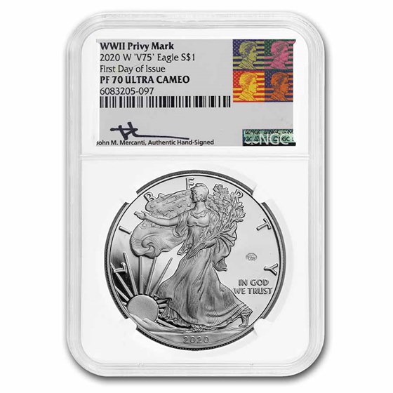 2020-W Proof American Silver Eagle PF-70 NGC (FDI, V75, Mercanti) 2020-W Proof American Silver Eagle PF-70 NGC (FDI, V75, Mercanti)