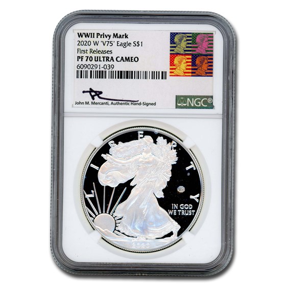 2020-W Proof American Silver Eagle PF-70 NGC (FR, V75, Mercanti)