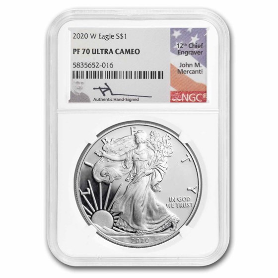 2020-W Proof American Silver Eagle PF-70 NGC (Mercanti) 2020-W Proof American Silver Eagle PF-70 NGC (Mercanti)