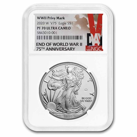 2020-W Proof American Silver Eagle PF-70 NGC (V75, End of WWII) 2020-W Proof American Silver Eagle PF-70 NGC (V75, End of WWII)