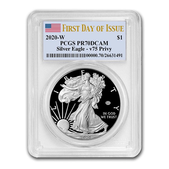 2020-W Proof American Silver Eagle PR-70 PCGS (FDI, V75 Privy) 2020-W Proof American Silver Eagle PR-70 PCGS (FDI, V75 Privy)