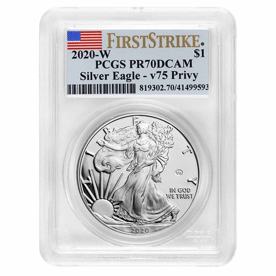2020-W Proof American Silver Eagle PR-70 PCGS (FS, V75 Privy) 2020-W Proof American Silver Eagle PR-70 PCGS (FS, V75 Privy)