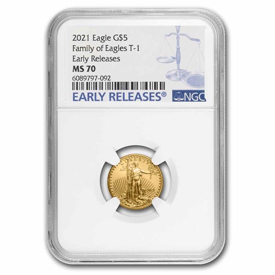 2021 1/10 oz American Gold Eagle (Type 1) MS-70 NGC (ER) 2021 1/10 oz American Gold Eagle (Type 1) MS-70 NGC (ER)