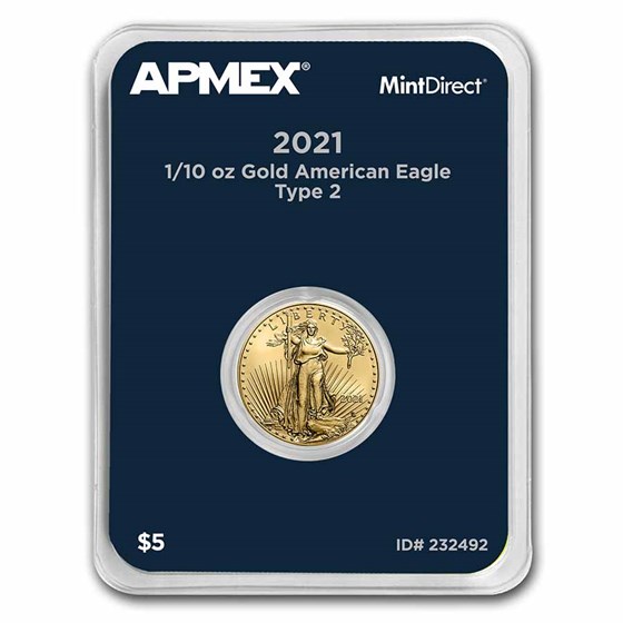 2021 1/10 oz American Gold Eagle (Type 2) (MintDirect® Single) 2021 1/10 oz American Gold Eagle (Type 2) (MintDirect® Single)
