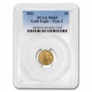 2021 1/10 oz American Gold Eagle (Type 2) MS-69 PCGS