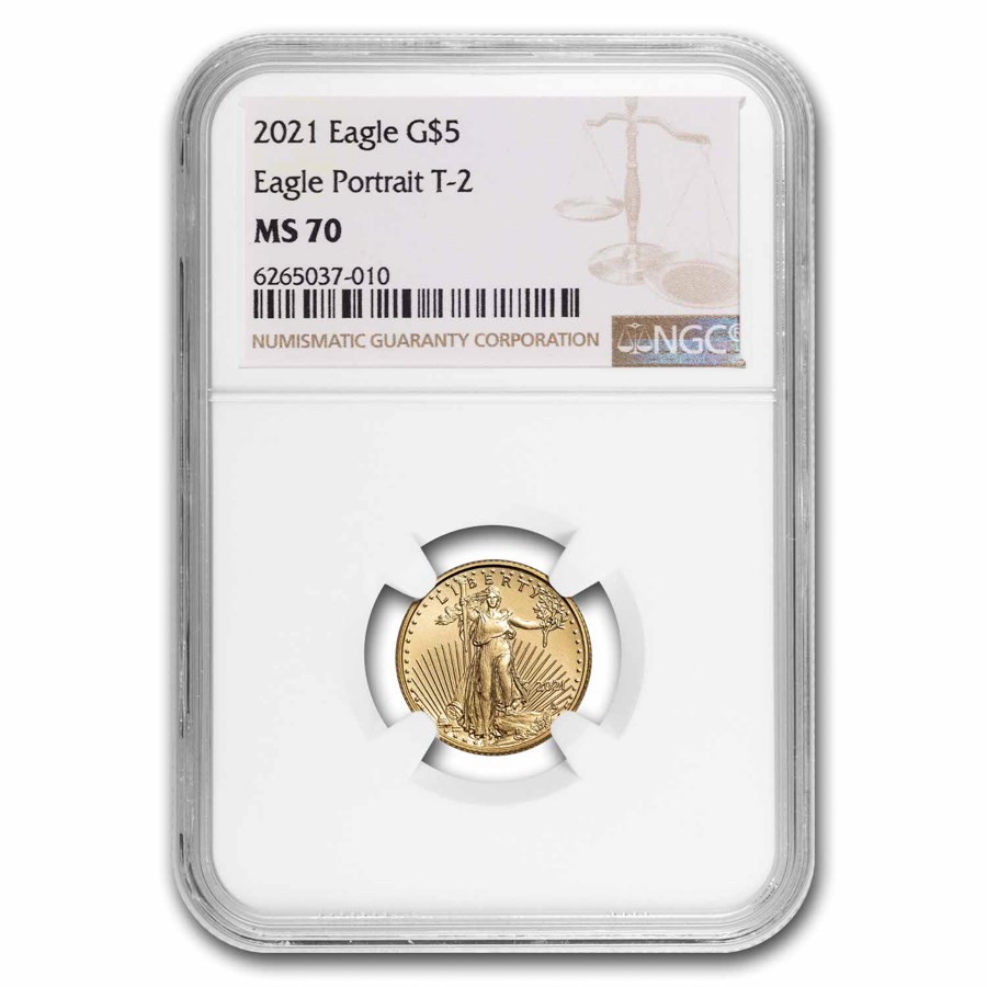2021 1/10 oz American Gold Eagle (Type 2) MS-70 NGC