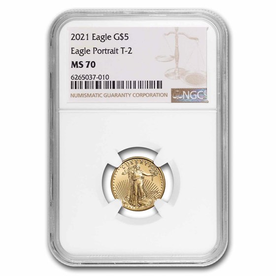 2021 1/10 oz American Gold Eagle (Type 2) MS-70 NGC 2021 1/10 oz American Gold Eagle (Type 2) MS-70 NGC
