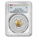 2021 1/10 oz American Gold Eagle (Type 2) MS-70 PCGS (FDI)