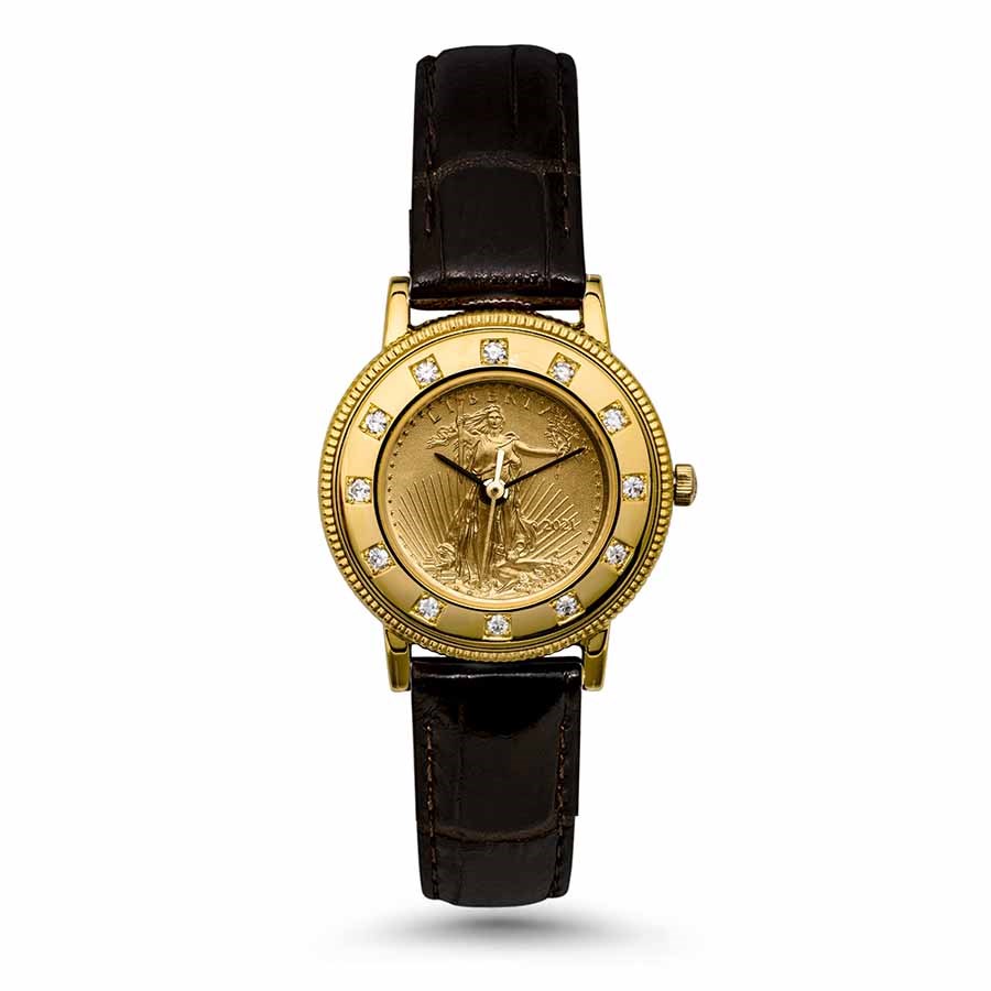 2021 1/10 oz Gold American Eagle Ladies Leather Band Watch