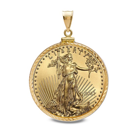 2021 1/10 oz Gold Eagle Pendant (Diamond-ScrewTop Bezel) 2021 1/10 oz Gold Eagle Pendant (Diamond-ScrewTop Bezel)