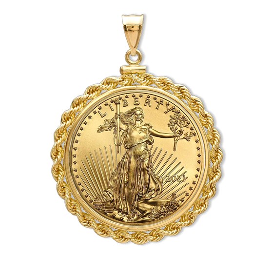 2021 1/10 oz Gold Eagle Pendant (Rope-ScrewTop Bezel) 2021 1/10 oz Gold Eagle Pendant (Rope-ScrewTop Bezel)