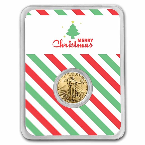 2021 1/10 oz Gold Eagle Type 2 - w/Merry Christmas Tree Card 2021 1/10 oz Gold Eagle Type 2 - w/Merry Christmas Tree Card