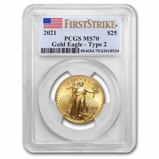 2021 1/2 oz American Gold Eagle MS-70 PCGS (FirstStrike®, Type 2) 2021 1/2 oz American Gold Eagle MS-70 PCGS (FirstStrike®, Type 2)
