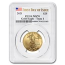 2021 1/2 oz American Gold Eagle (Type 1) MS-70 PCGS (FDI)