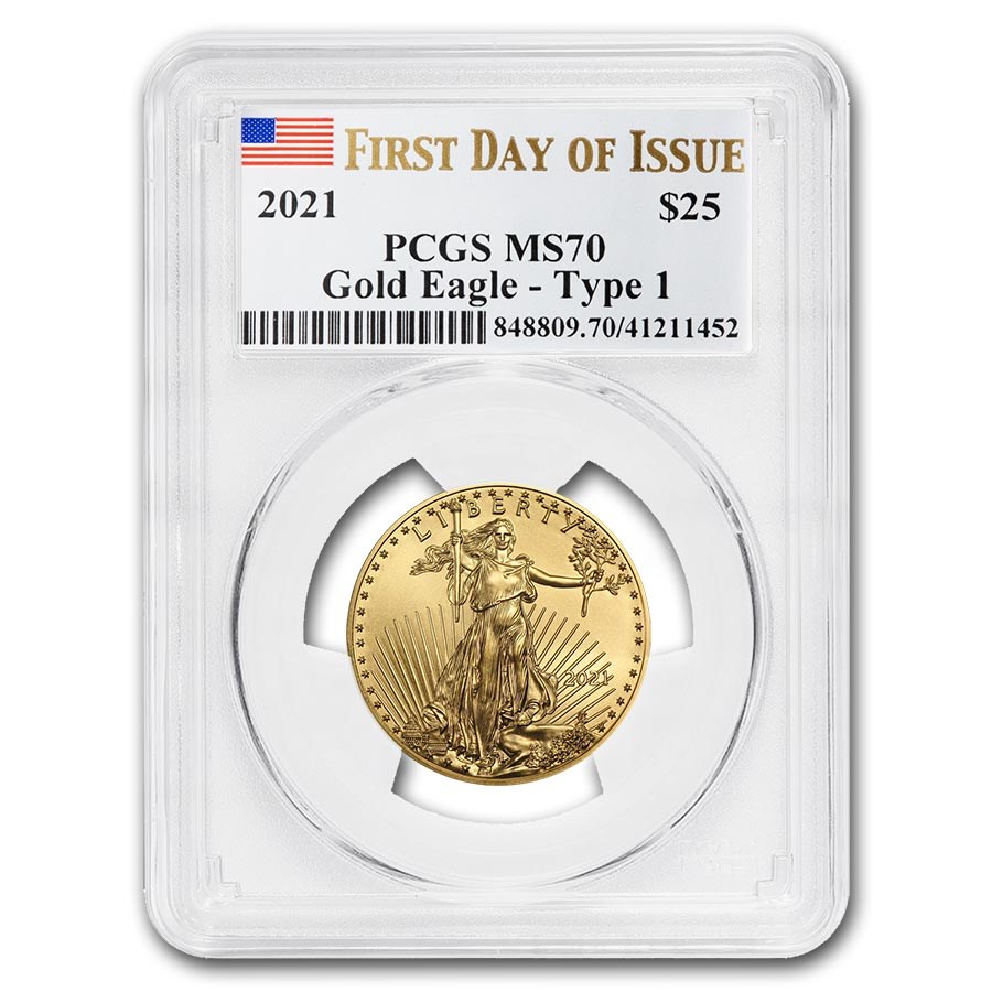 2021 1/2 oz American Gold Eagle (Type 1) MS-70 PCGS (FDI)