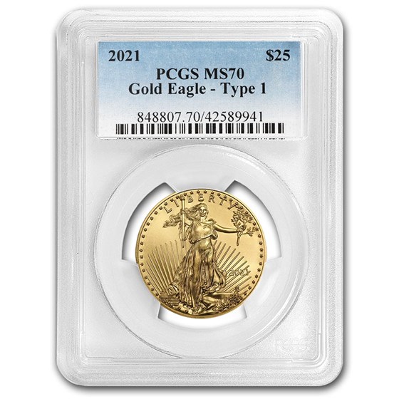 2021 1/2 oz American Gold Eagle (Type 1) MS-70 PCGS 2021 1/2 oz American Gold Eagle (Type 1) MS-70 PCGS