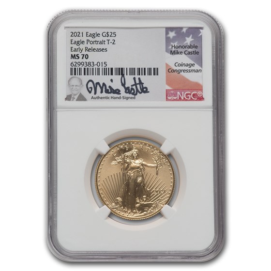 2021 1/2 oz American Gold Eagle (Type 2) MS-70 NGC (ER, Castle) 2021 1/2 oz American Gold Eagle (Type 2) MS-70 NGC (ER, Castle)