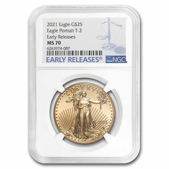 2021 1/2 oz American Gold Eagle (Type 2) MS-70 NGC (ER) 2021 1/2 oz American Gold Eagle (Type 2) MS-70 NGC (ER)