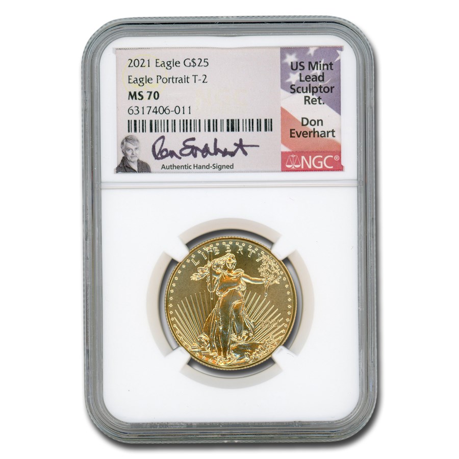 2021 1/2 oz American Gold Eagle (Type 2) MS-70 NGC (Everhart)