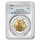 2021 1/2 oz American Gold Eagle (Type 2) MS-70 PCGS (FDI)