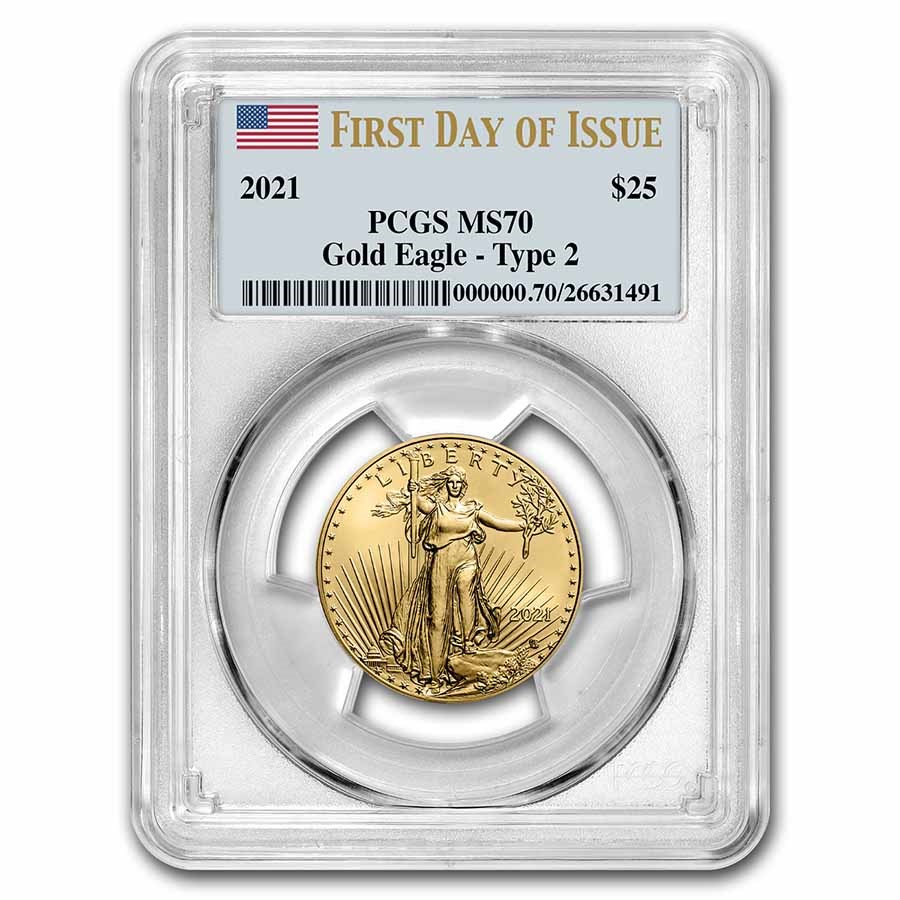 2021 1/2 oz American Gold Eagle (Type 2) MS-70 PCGS (FDI)