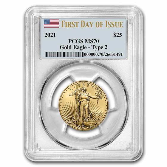 2021 1/2 oz American Gold Eagle (Type 2) MS-70 PCGS (FDI) 2021 1/2 oz American Gold Eagle (Type 2) MS-70 PCGS (FDI)