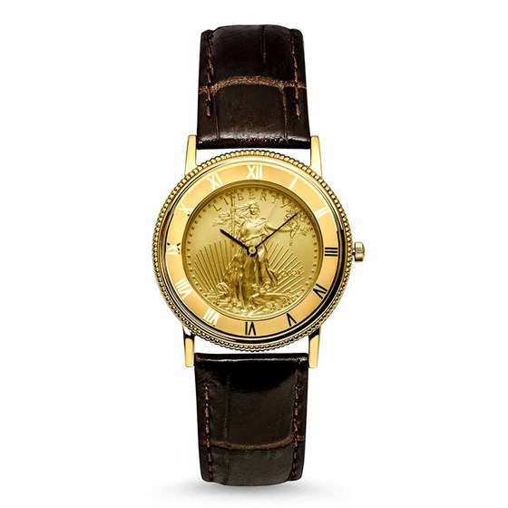 2021 1/2 oz Gold American Eagle Leather Band Watch 2021 1/2 oz Gold American Eagle Leather Band Watch