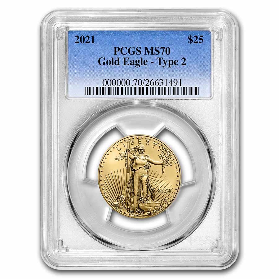 2021 1/2 oz Gold Eagle (Type 2) MS-70 PCGS