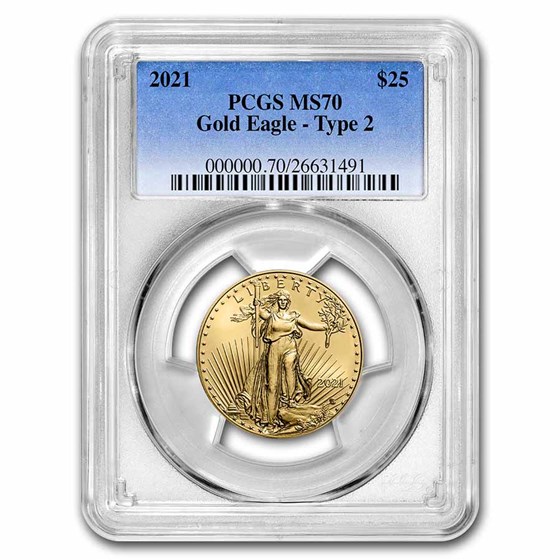 2021 1/2 oz Gold Eagle (Type 2) MS-70 PCGS 2021 1/2 oz Gold Eagle (Type 2) MS-70 PCGS