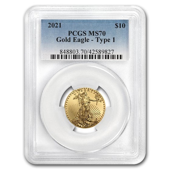 2021 1/4 oz American Gold Eagle (Type 1) MS-70 PCGS