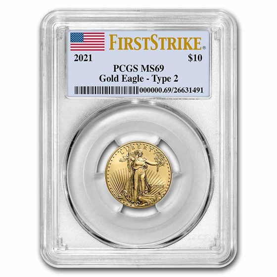 2021 1/4 oz American Gold Eagle (Type 2) MS-69 PCGS (FS®) 2021 1/4 oz American Gold Eagle (Type 2) MS-69 PCGS (FS®)