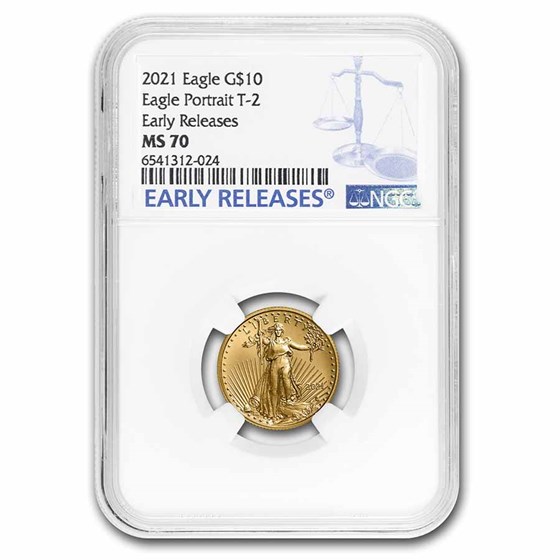2021 1/4 oz American Gold Eagle (Type 2) MS-70 NGC (ER) 2021 1/4 oz American Gold Eagle (Type 2) MS-70 NGC (ER)