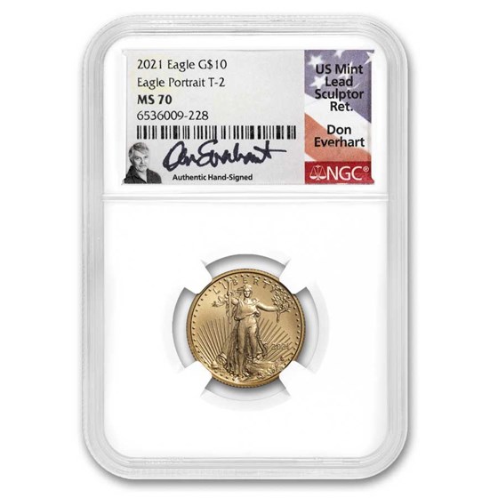 2021 1/4 oz American Gold Eagle (Type 2) MS-70 NGC (Everhart)
