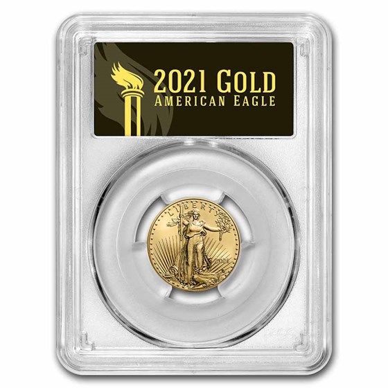 2021 1/4 oz American Gold Eagle (Type 2) MS-70 PCGS (FDI, Black)