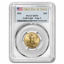 2021 1/4 oz American Gold Eagle (Type 2) MS-70 PCGS (FDI)