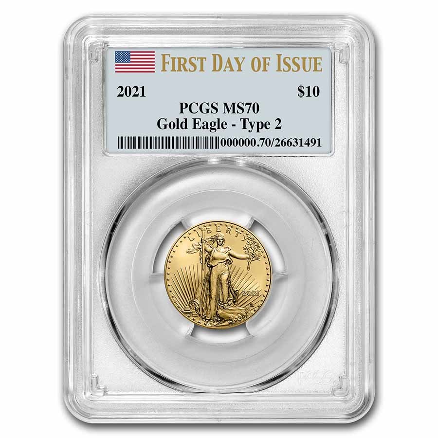 2021 1/4 oz American Gold Eagle (Type 2) MS-70 PCGS (FDI)