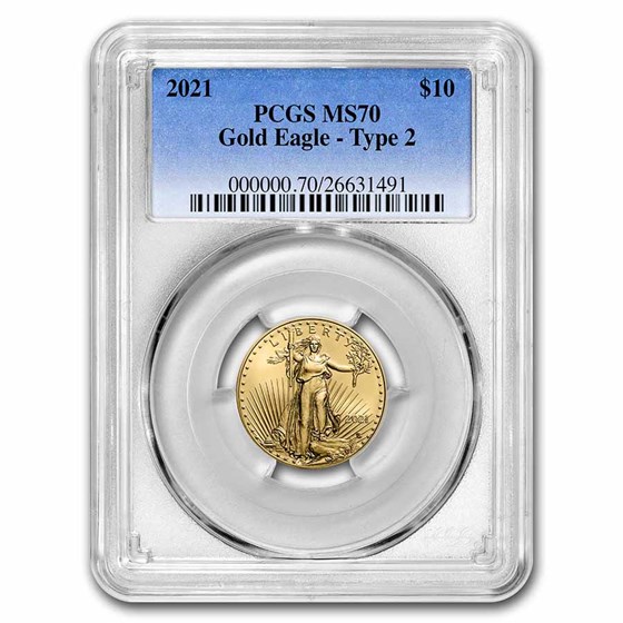 2021 1/4 oz American Gold Eagle (Type 2) MS-70 PCGS