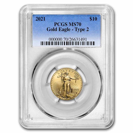 2021 1/4 oz American Gold Eagle (Type 2) MS-70 PCGS 2021 1/4 oz American Gold Eagle (Type 2) MS-70 PCGS