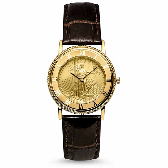 2021 1/4 oz Gold American Eagle Leather Band Watch 2021 1/4 oz Gold American Eagle Leather Band Watch