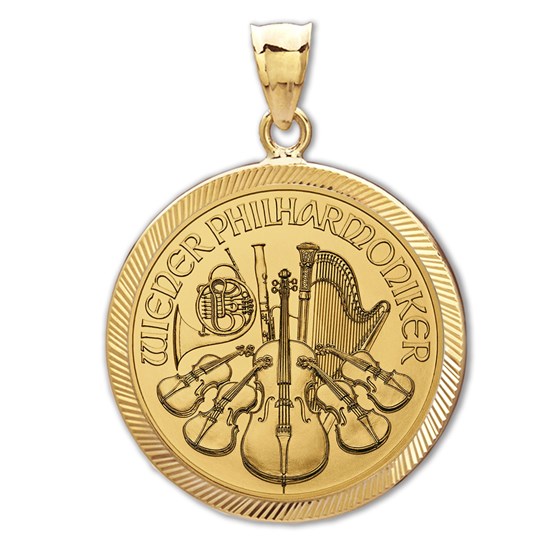 2021 1/4 oz Gold Philharmonic Pendant (Diamond-Prong Bezel) 2021 1/4 oz Gold Philharmonic Pendant (Diamond-Prong Bezel)
