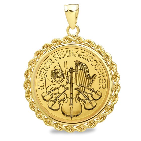 2021 1/4 oz Gold Philharmonic Pendant (Rope-Prong Bezel) 2021 1/4 oz Gold Philharmonic Pendant (Rope-Prong Bezel)
